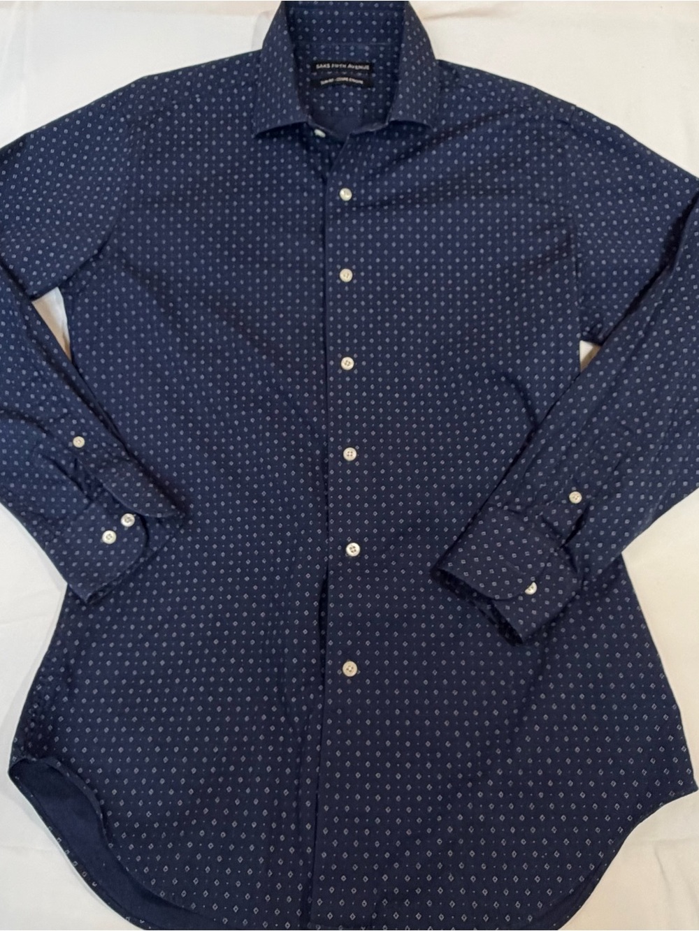 Saks Fifth Avenue Navy Micro-Print Casual Button-Down Shirt